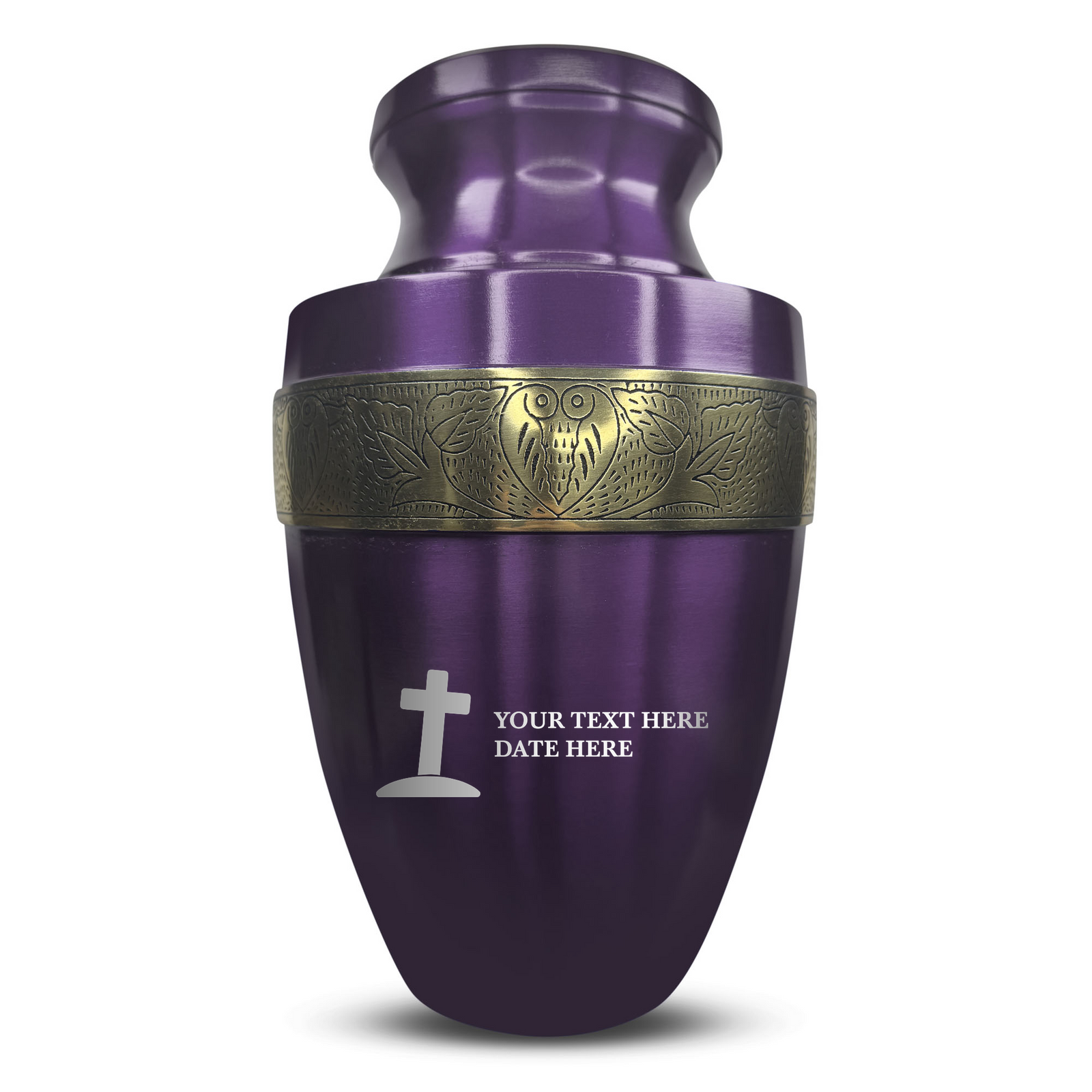 Custom Aluminum Human Urn - Funny Tombstone Design - Elite Collection with Gold Inlay - 200 Cubic Inch