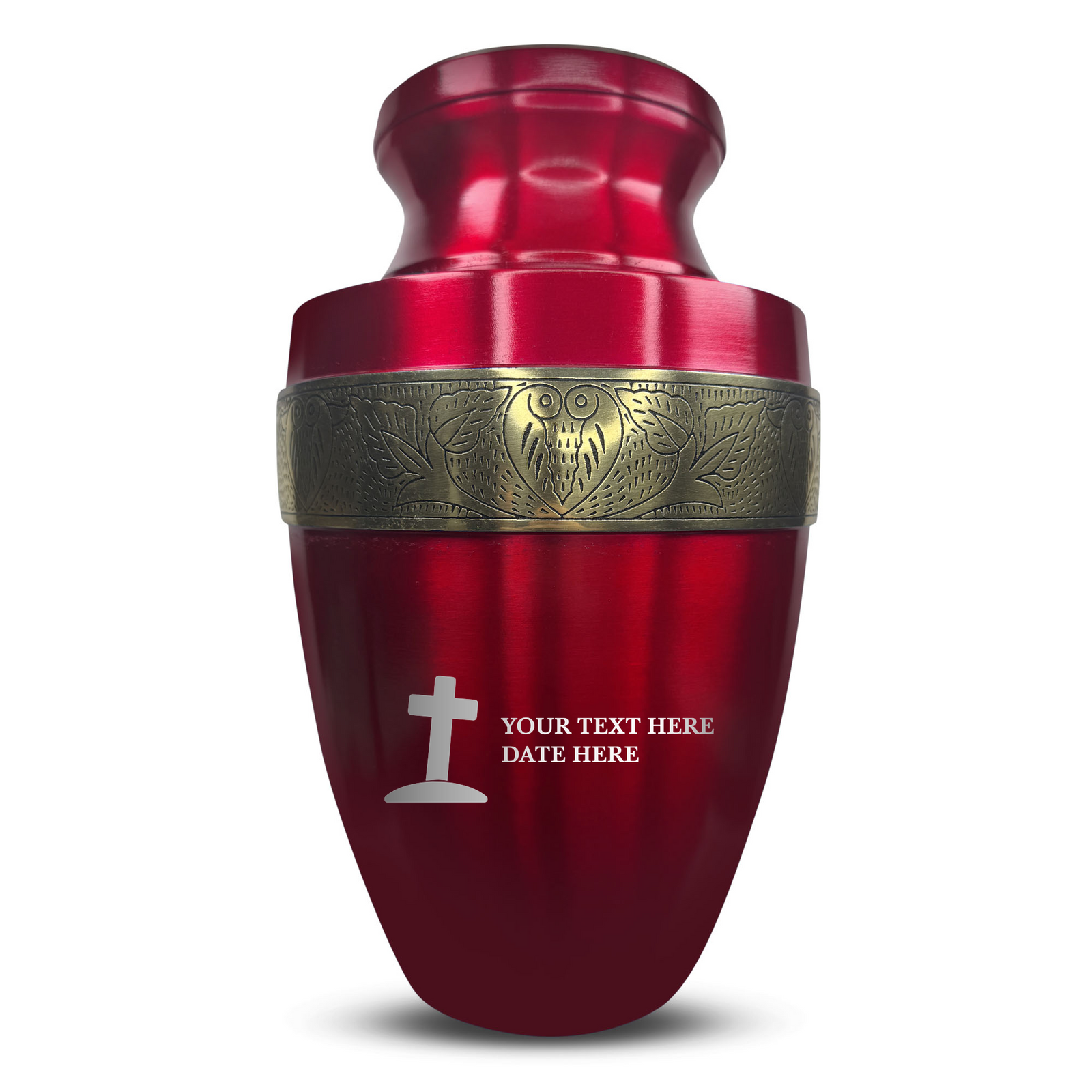 Custom Aluminum Human Urn - Funny Tombstone Design - Elite Collection with Gold Inlay - 200 Cubic Inch
