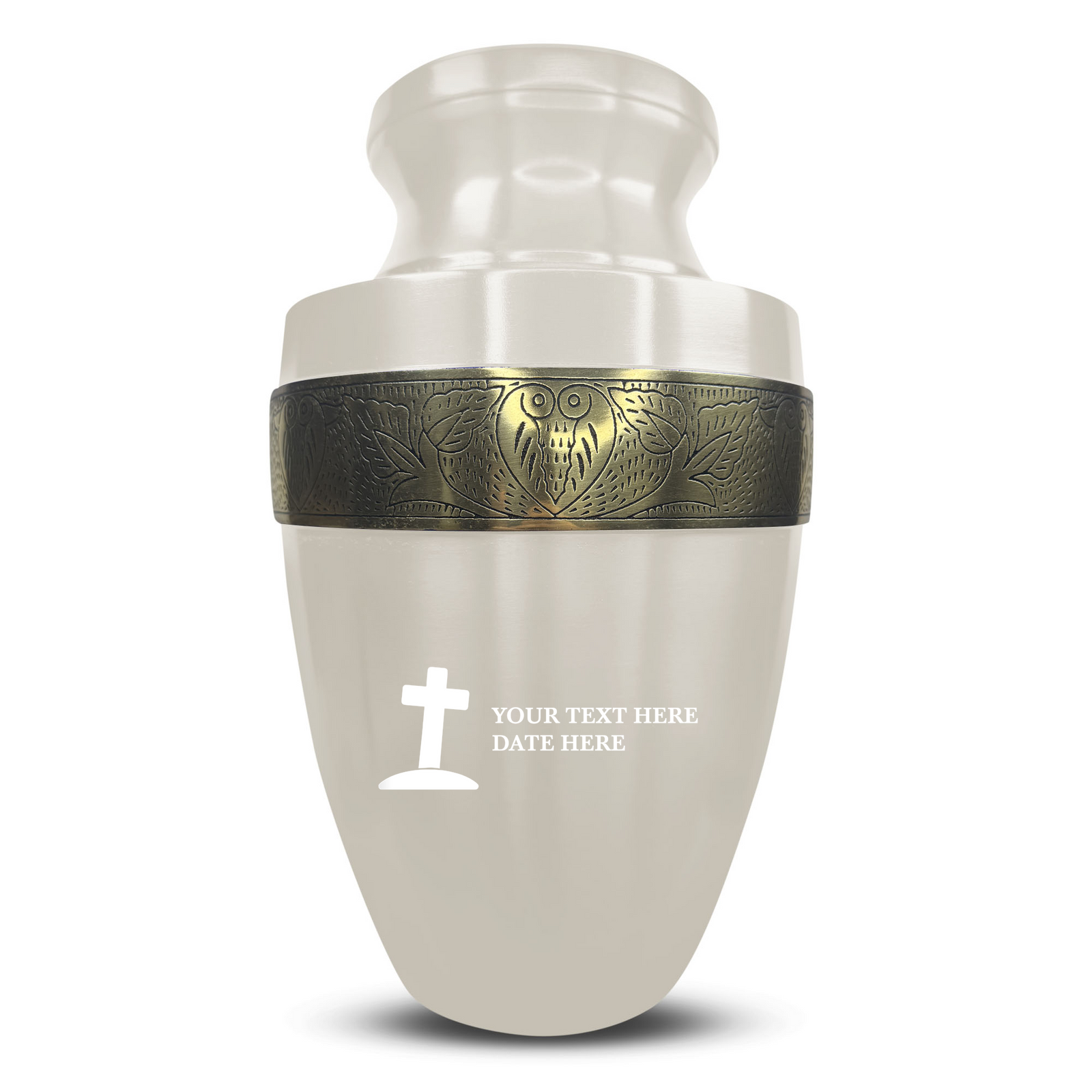 Custom Aluminum Human Urn - Funny Tombstone Design - Elite Collection with Gold Inlay - 200 Cubic Inch