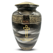 Custom Aluminum Human Urns - Suzesta Pearl White Memorial Urn - Memorial Cross Design - 200 Cubic Inch