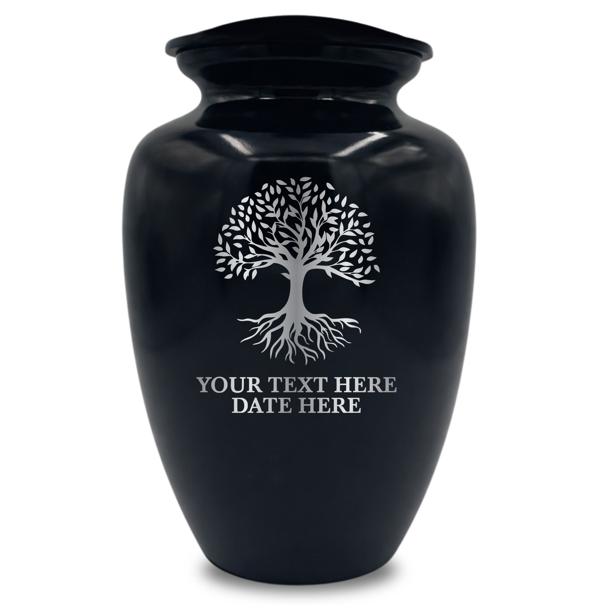 Polished Extra Large Human Cremation Urn 350 Cubic Inch - Engraved Aluminum | Tree of Life