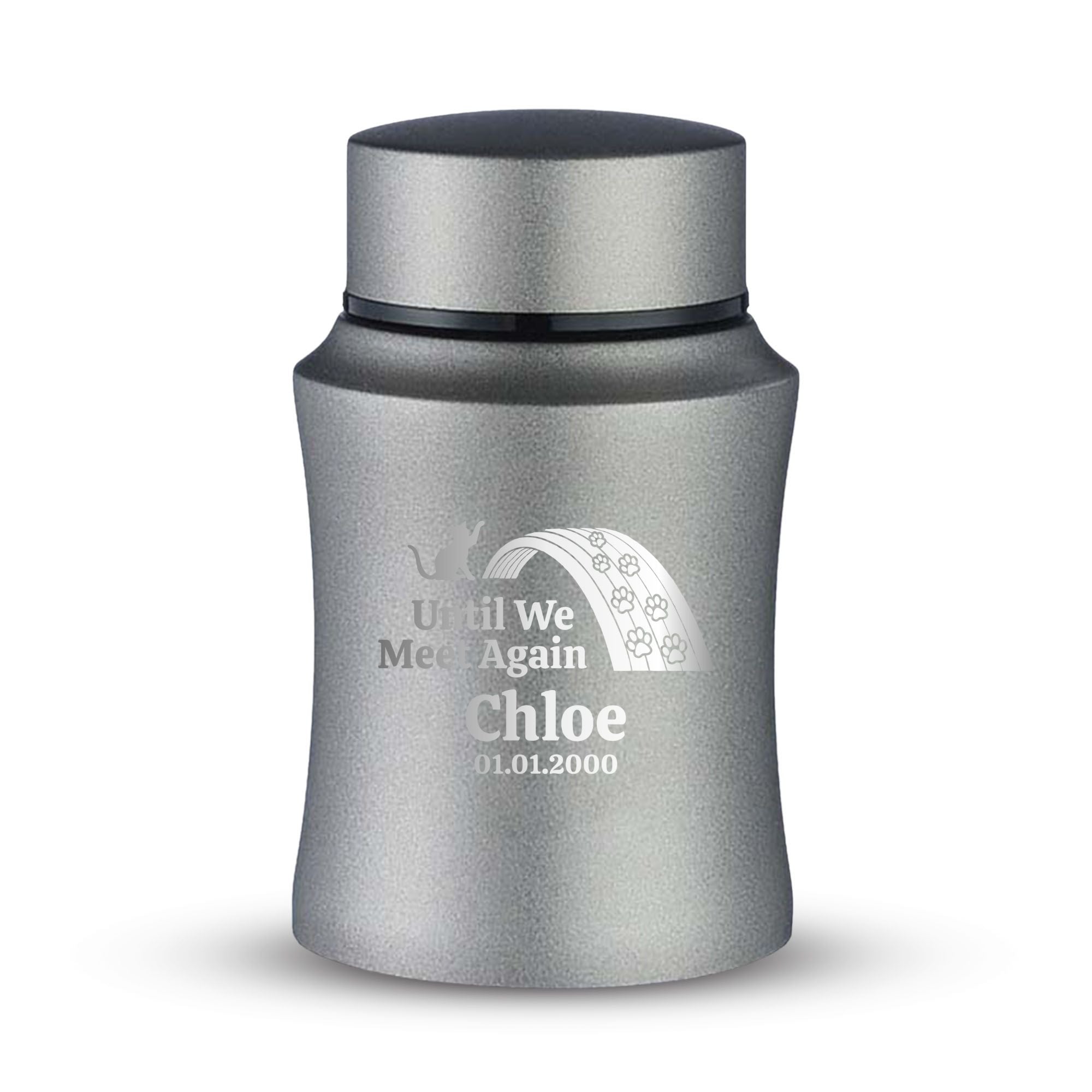 Custom Small Keepsake Cremation Urn for Small Cats - Laser Engraved - Fit up to 10lbs - Powder Coated Stainless Steel Urn