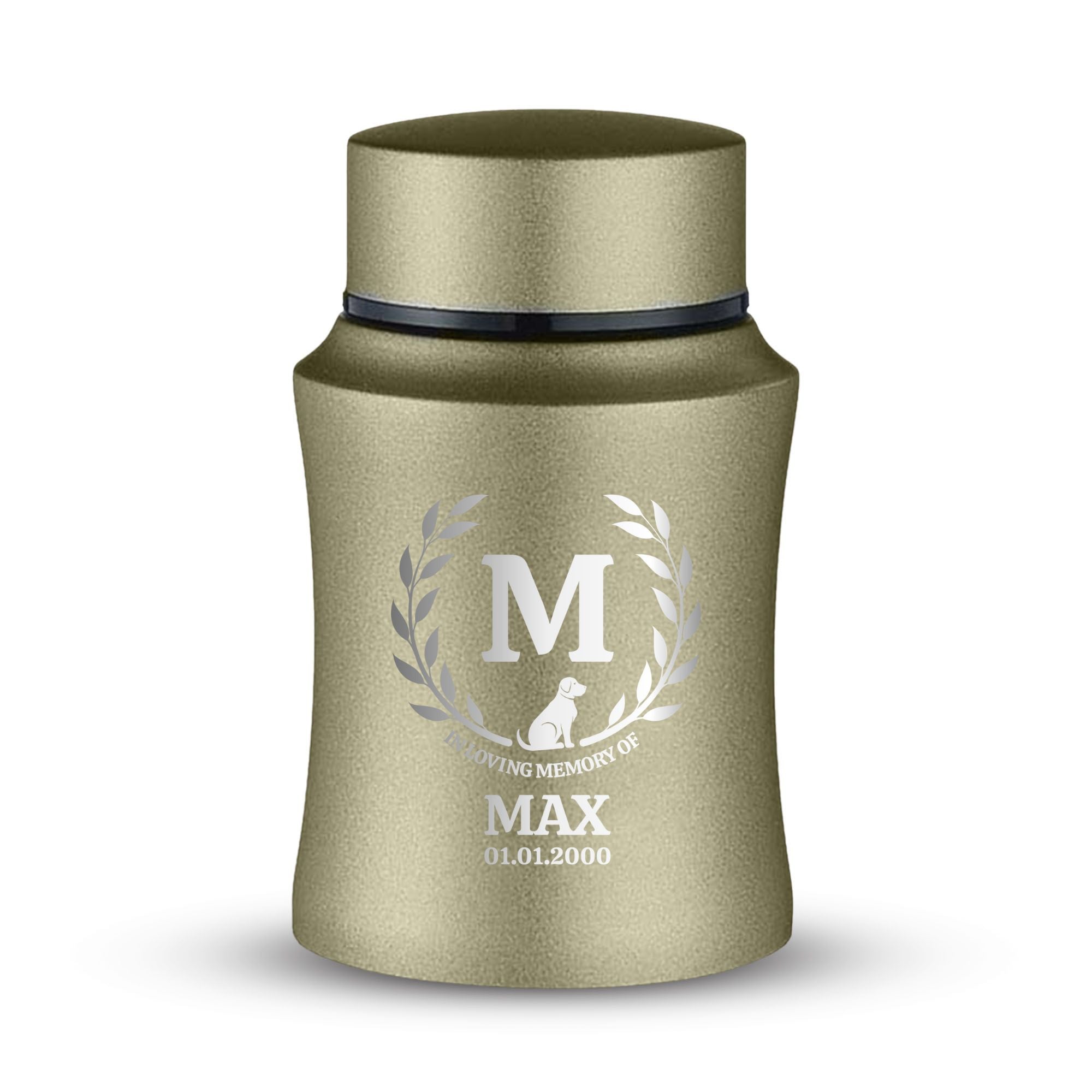 Custom Small Keepsake Cremation Urn for Small Dogs - Laser Engraved - Fit up to 10lbs - Powder Coated Stainless Steel Urn