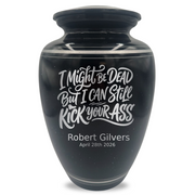 Extra Large Human Cremation Urn - 350 Cubic Inch - Black Spotted Finish with Silver Rim | Dark Humor