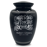 Human Cremation Urn - 350 Cubic Inch Capacity - Black with Silver Rim | Dark Humor