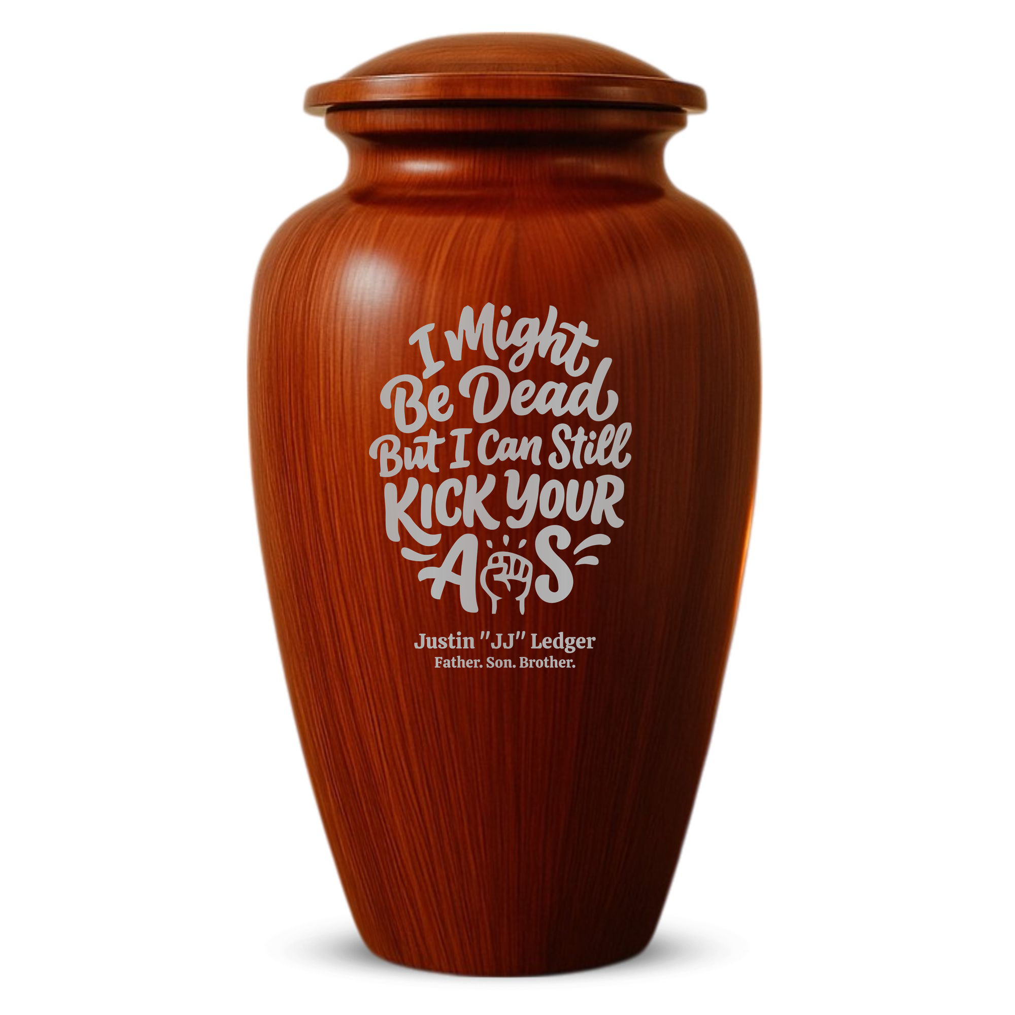 Human Cremation Urn - 200 Cubic Inch - Ingrained Wood Style Finish | Dark Humor