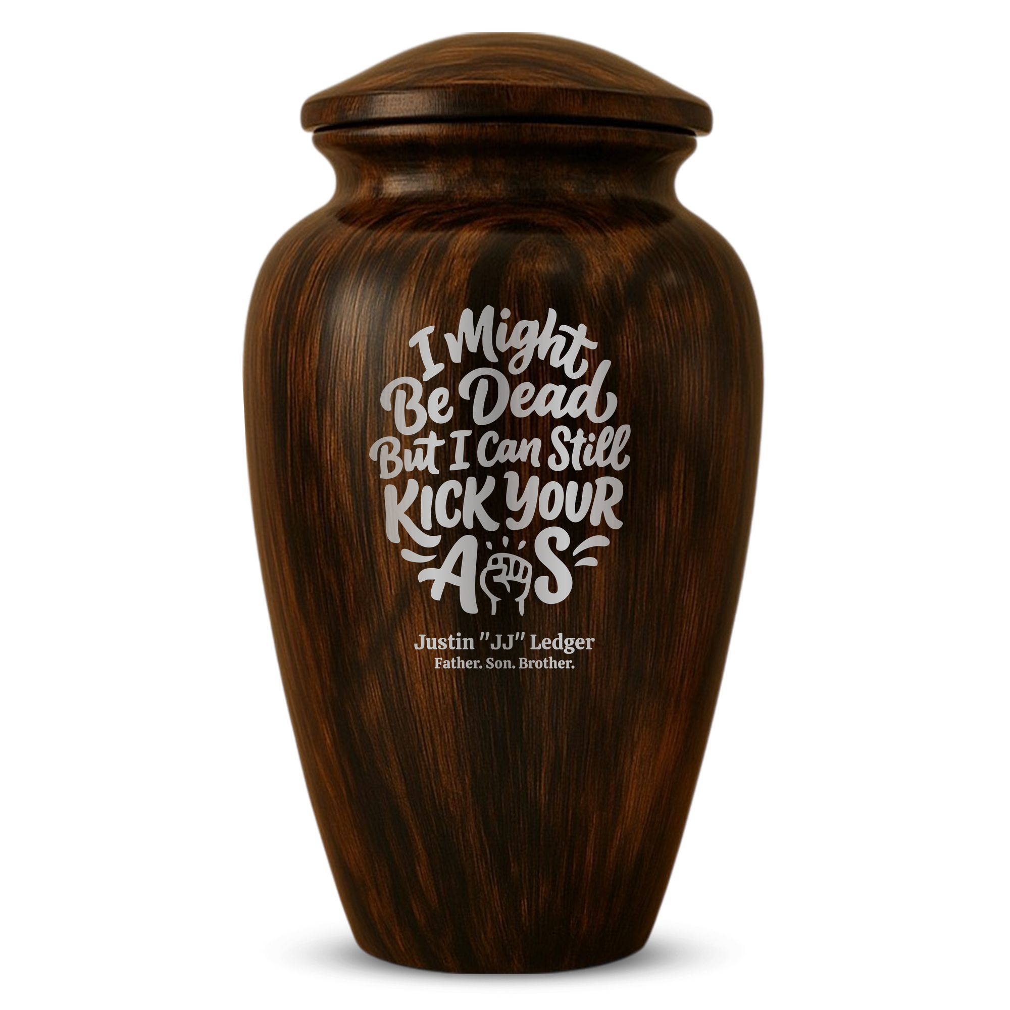 Human Cremation Urn - 200 Cubic Inch - Ingrained Wood Style Finish | Dark Humor