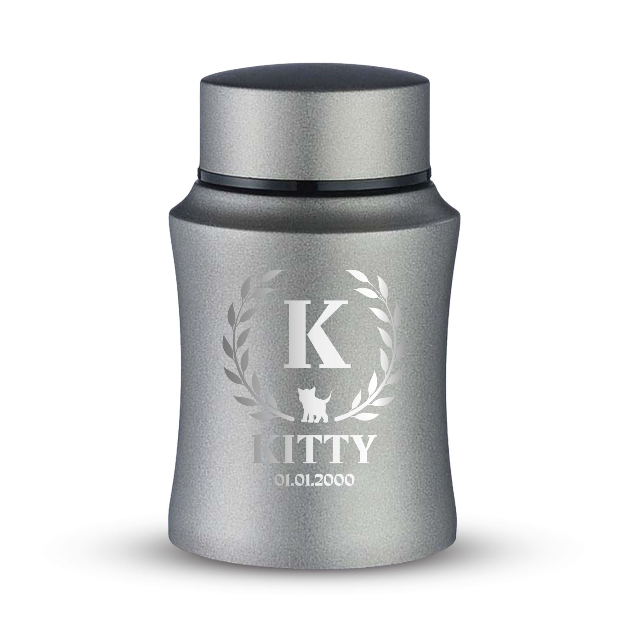 Custom Small Keepsake Cremation Urn for Small Cats - Laser Engraved - Fit up to 10lbs - Powder Coated Stainless Steel Urn