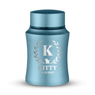 Powder Blue / Cat - Monogram with Arch Leaves Border and Cat silhouette