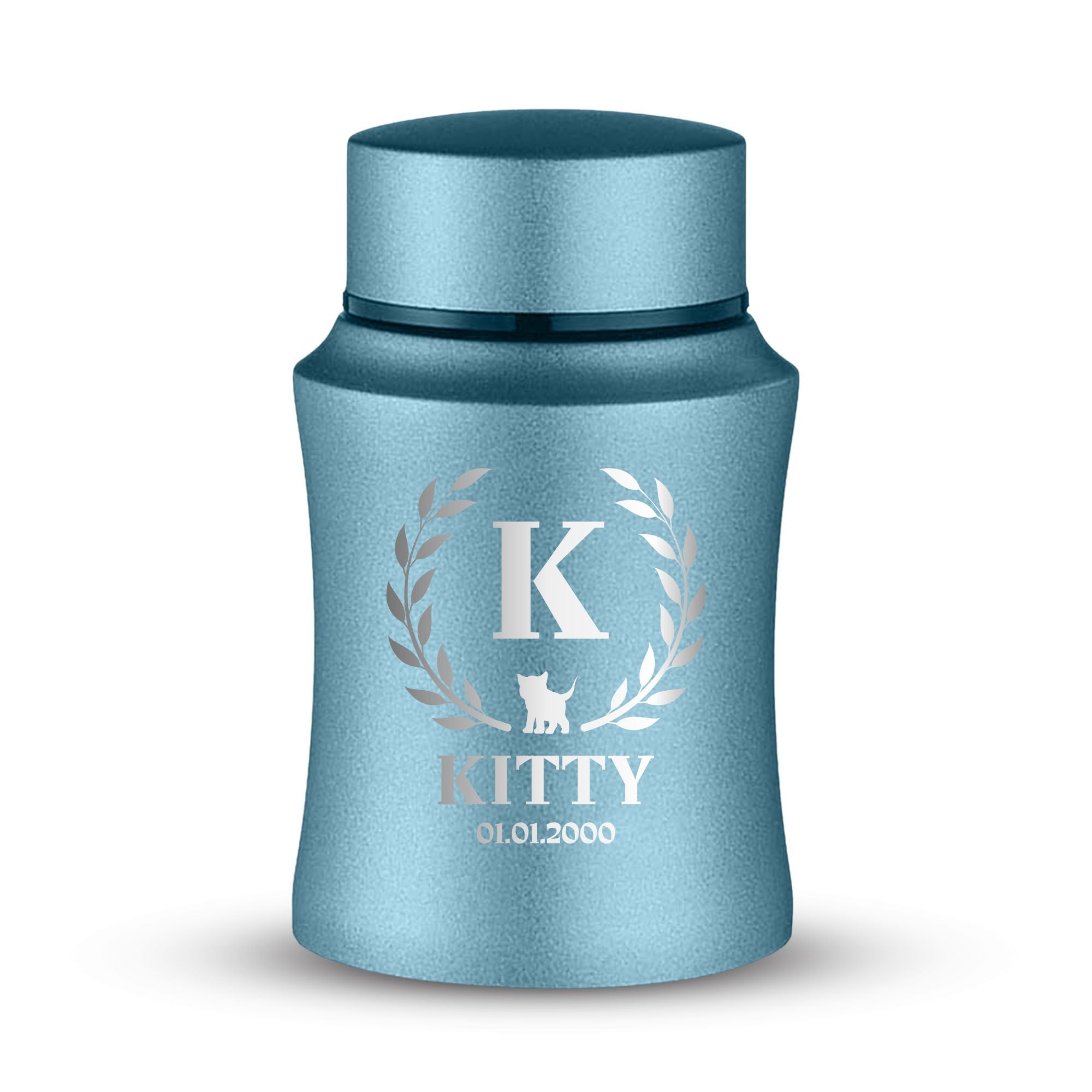 Custom Small Keepsake Cremation Urn for Small Cats - Laser Engraved - Fit up to 10lbs - Powder Coated Stainless Steel Urn