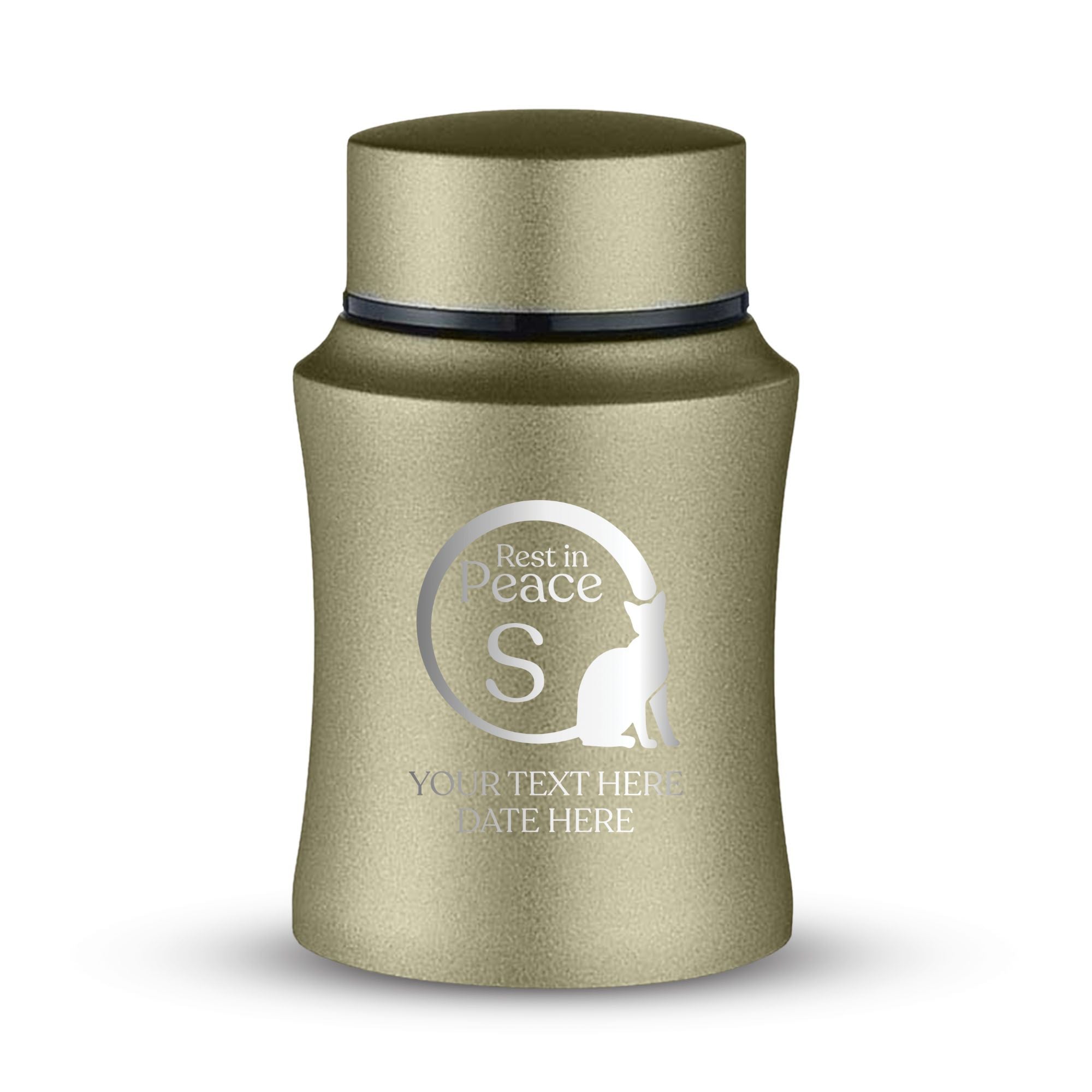 Custom Small Keepsake Cremation Urn for Small Cats - Laser Engraved - Fit up to 10lbs - Powder Coated Stainless Steel Urn