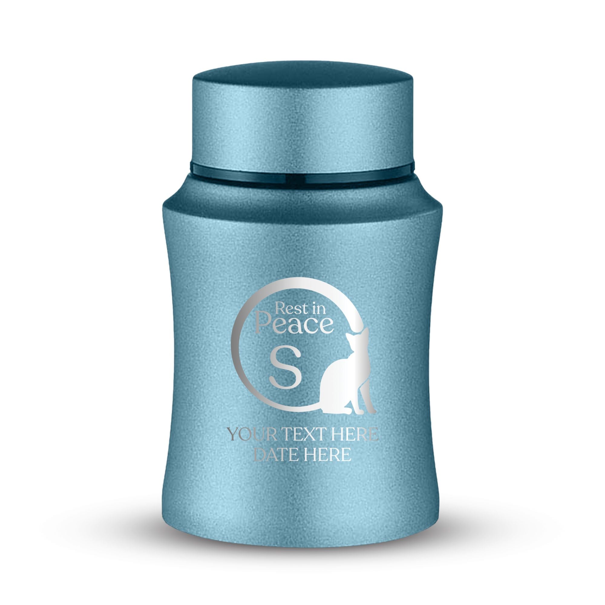 Custom Small Keepsake Cremation Urn for Small Cats - Laser Engraved - Fit up to 10lbs - Powder Coated Stainless Steel Urn