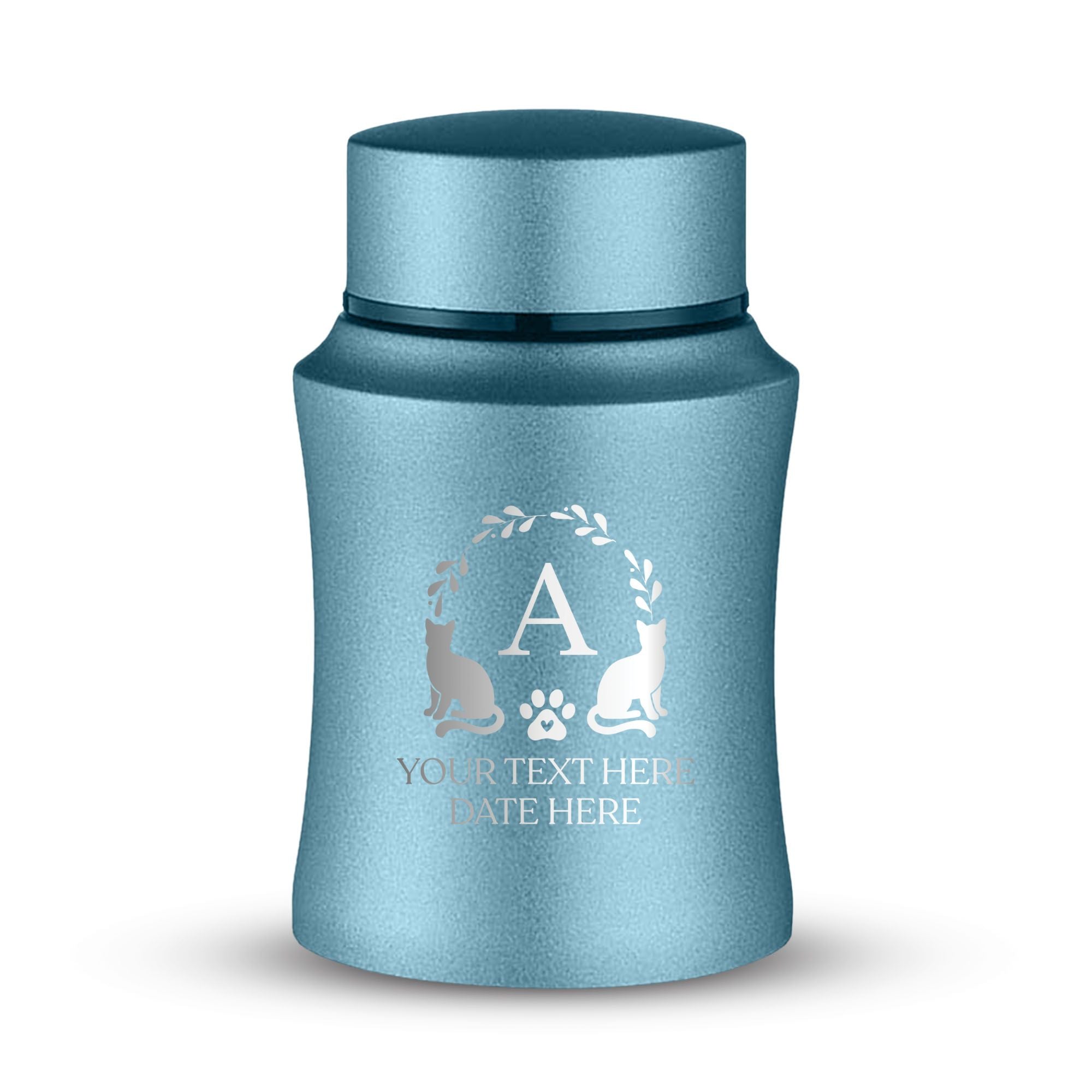 Custom Small Keepsake Cremation Urn for Small Cats - Laser Engraved - Fit up to 10lbs - Powder Coated Stainless Steel Urn