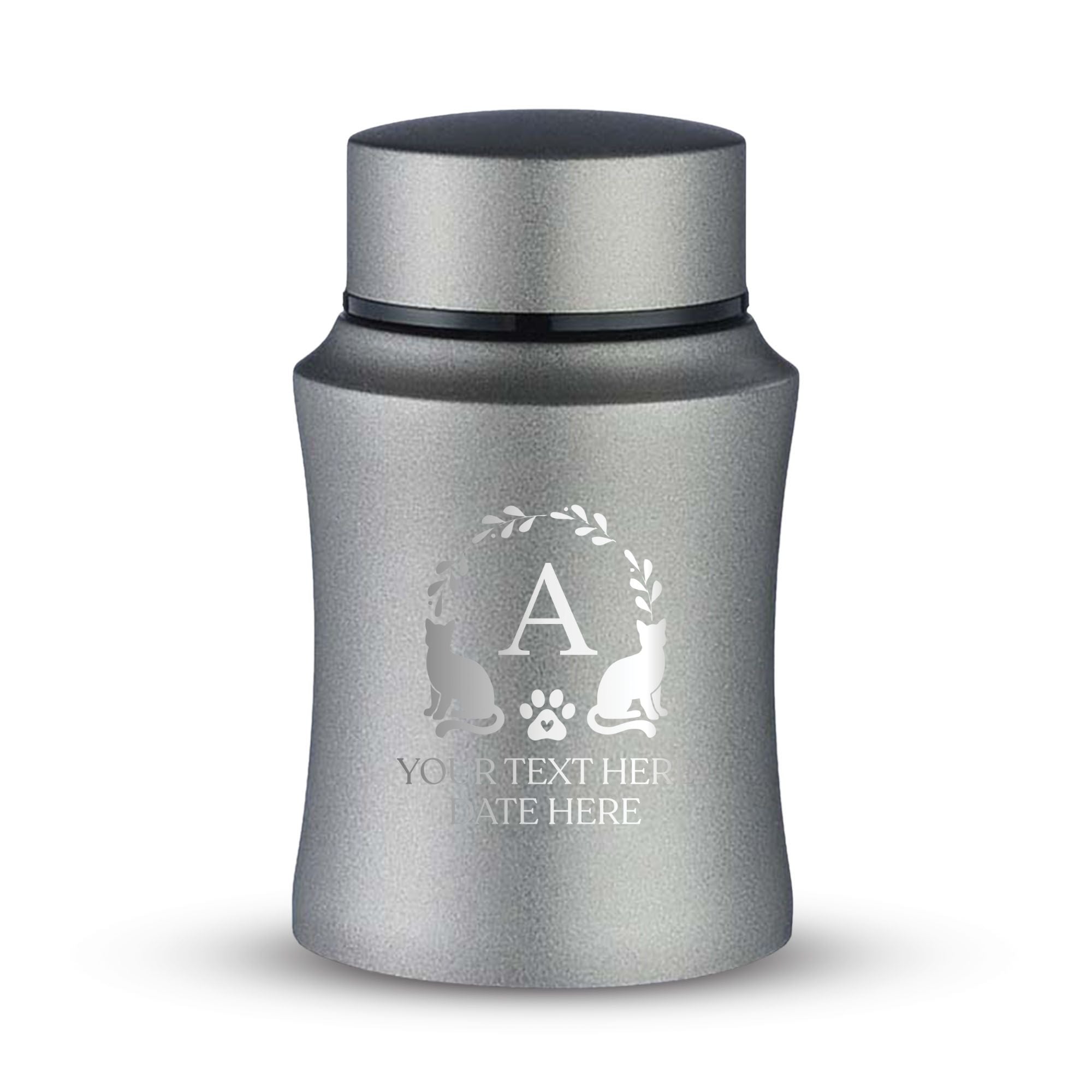 Custom Small Keepsake Cremation Urn for Small Cats - Laser Engraved - Fit up to 10lbs - Powder Coated Stainless Steel Urn