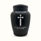 Classic Black Powder Coated Stainless Steel Human Cremation Urn – 150 Cubic Inch | Memorial Cross Collection
