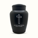 Classic Black Powder Coated Stainless Steel Human Cremation Urn – 150 Cubic Inch | Memorial Cross Collection