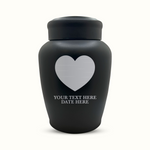 PERSONALIZED Custom Human Cremation Urn for Adult Ashes Men & Woman - Custom Engraved Stainless Steel Urn with Heart Design - Black Finish urn for Human Remains