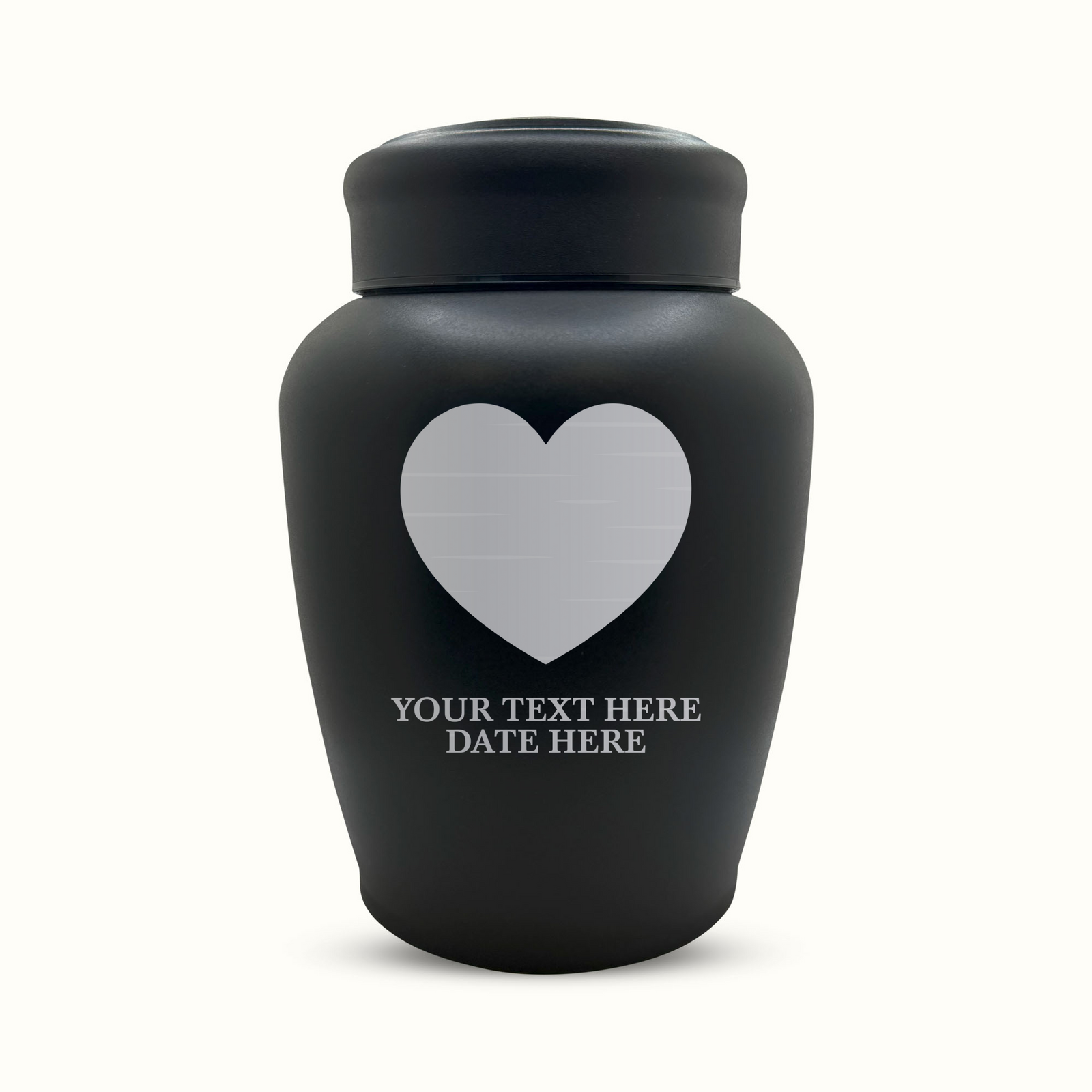 PERSONALIZED Custom Human Cremation Urn for Adult Ashes Men & Woman - Custom Engraved Stainless Steel Urn with Name Date - Black Finish urn for Human Remains-Heart 1