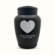 PERSONALIZED Custom Human Cremation Urn for Adult Ashes Men & Woman - Custom Engraved Stainless Steel Urn with Heart Design - Black Finish urn for Human Remains