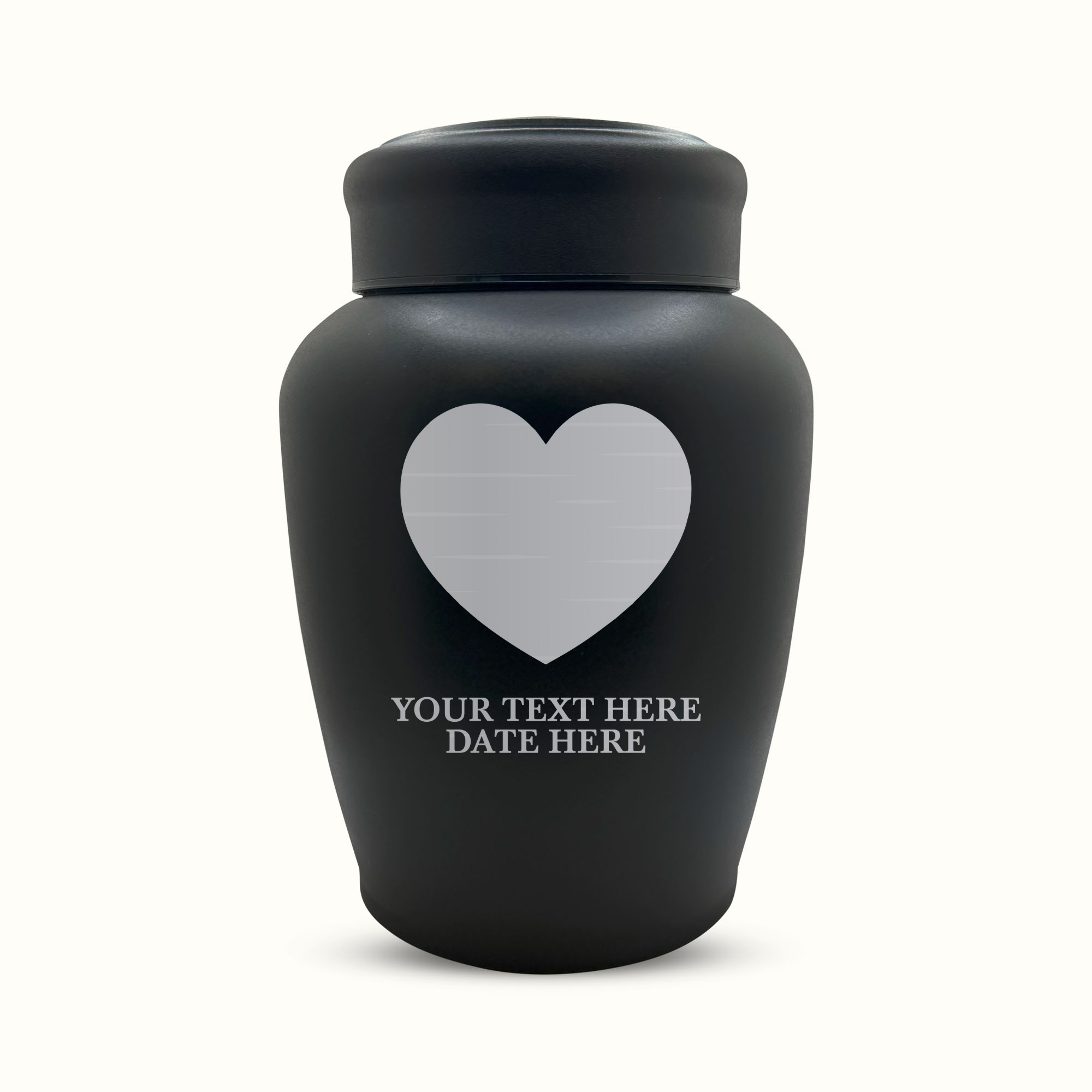 PERSONALIZED Custom Human Cremation Urn for Adult Ashes Men & Woman - Custom Engraved Stainless Steel Urn with Name Date - Black Finish urn for Human Remains-Heart 1