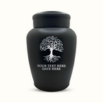 PERSONALIZED Custom Human Cremation Urn for Adult Ashes Men & Woman - Custom Engraved Stainless Steel Urn with Name Date - Black Finish urn for Human Remains-Tree of Life