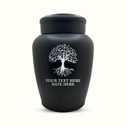 PERSONALIZED Custom Human Cremation Urn for Adult Ashes Men & Woman - Custom Engraved Stainless Steel Urn with Name Date - Black Finish urn for Human Remains-Tree of Life