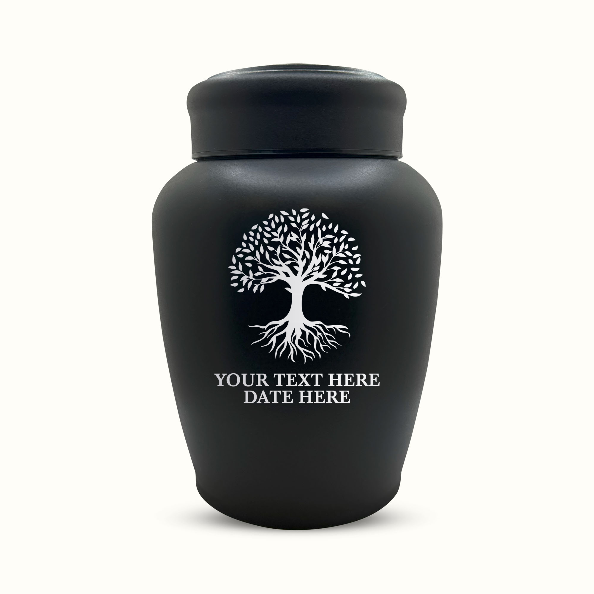 PERSONALIZED Custom Human Cremation Urn for Adult Ashes Men & Woman - Custom Engraved Stainless Steel Urn with Name Date - Black Finish urn for Human Remains-Tree of Life