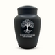 Classic Black Powder Coated Stainless Steel Human Cremation Urn – 150 Cubic Inch | Tree of Life