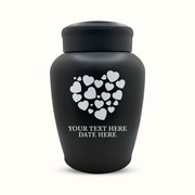 PERSONALIZED Custom Human Cremation Urn for Adult Ashes Men & Woman - Custom Engraved Stainless Steel Urn with Heart Design - Black Finish urn for Human Remains