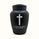 Classic Black Powder Coated Stainless Steel Human Cremation Urn – 150 Cubic Inch | Memorial Cross Collection 1