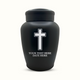 Classic Black Powder Coated Stainless Steel Human Cremation Urn – 150 Cubic Inch | Memorial Cross Collection 1