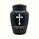Classic Black Powder Coated Stainless Steel Human Cremation Urn – 150 Cubic Inch | Memorial Cross Collection 1