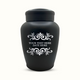 Classic Black Powder Coated Stainless Steel Human Cremation Urn – 150 Cubic Inch | Memorial Swirl Design