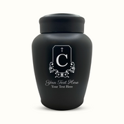 Custom Engraved Stainless Steel Human Urn with Headstone Design - Black Powder Coated Finish - 150 Cubic Inch