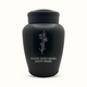 Classic Black Powder Coated Stainless Steel Human Cremation Urn – 150 Cubic Inch | Floral Memorial