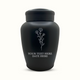 Classic Black Powder Coated Stainless Steel Human Cremation Urn – 150 Cubic Inch | Floral Memorial