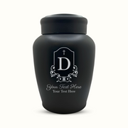 Custom Engraved Stainless Steel Human Urn with Headstone Design - Black Powder Coated Finish - 150 Cubic Inch