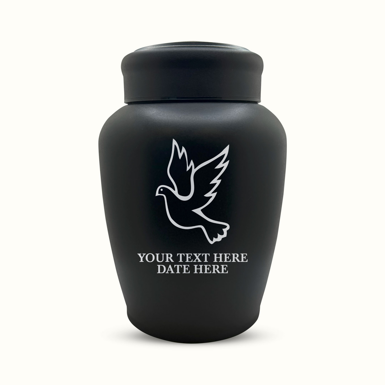 PERSONALIZED Custom Human Cremation Urn for Adult Ashes Men & Woman - Custom Engraved Stainless Steel Urn with Name Date - Black Finish urn for Human Remains- Memorial Dove 4