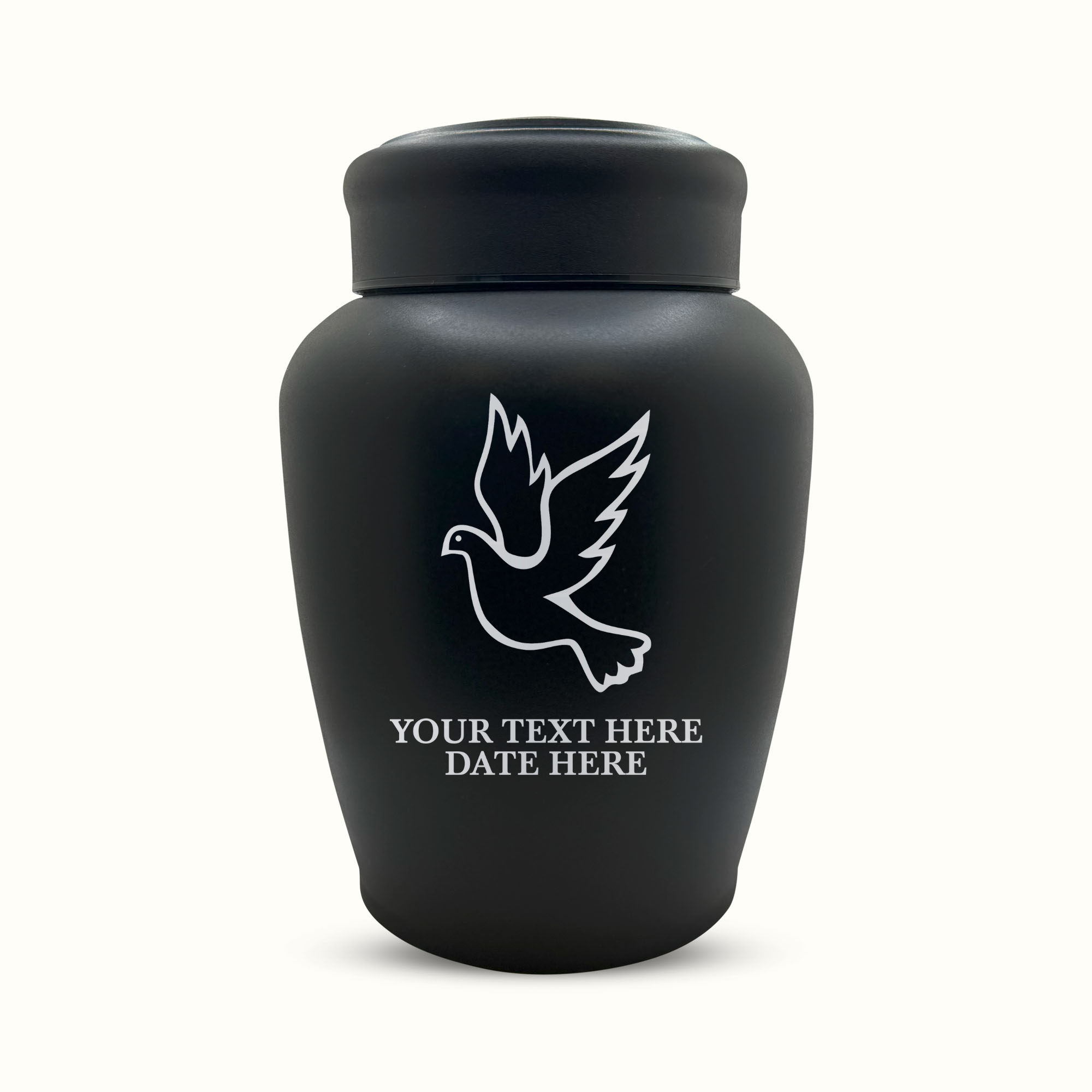 PERSONALIZED Custom Human Cremation Urn for Adult Ashes Men & Woman - Custom Engraved Stainless Steel Urn with Name Date - Black Finish urn for Human Remains- Memorial Dove 4