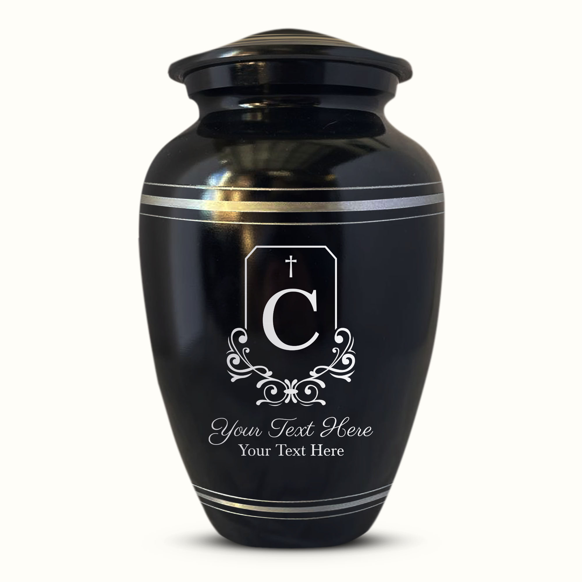 Personalized Custom Human Cremation Urn For Adult Ashes Men & Woman - Engraved Aluminum Urn with Name and Date - Polished Finish Vessel for Human Remains Up to 200 Lbs | Polished Silver Rim - Headstone Shape 3