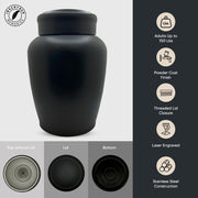 PERSONALIZED Custom Human Cremation Urn for Adult Ashes Men & Woman - Custom Engraved Stainless Steel Urn with Name Date - Black Finish urn for Human Remains-Praying Hand