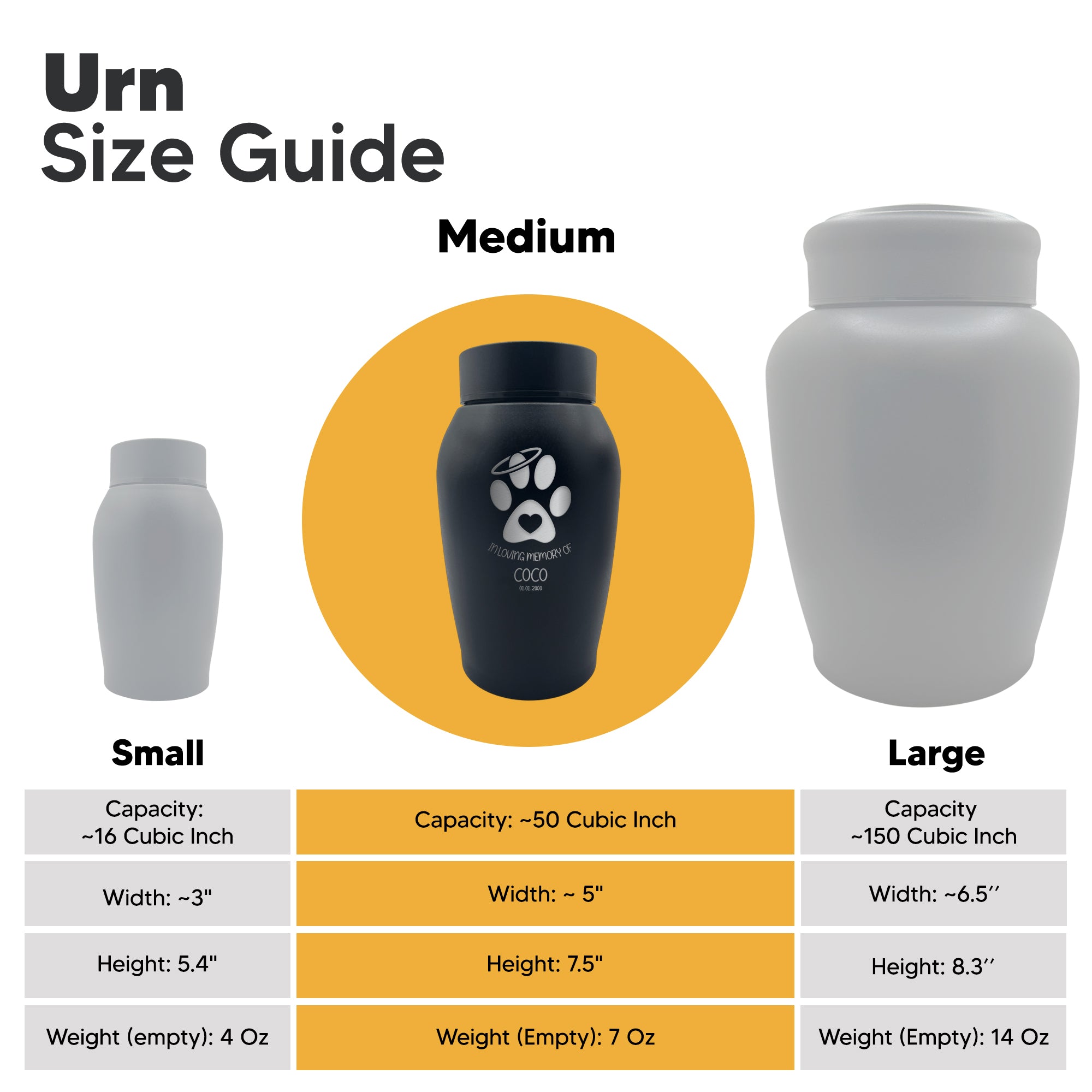 Medium Custom Dog Urn – 50 Cubic Inch – Stainless Steel | Human Bestfriend Design