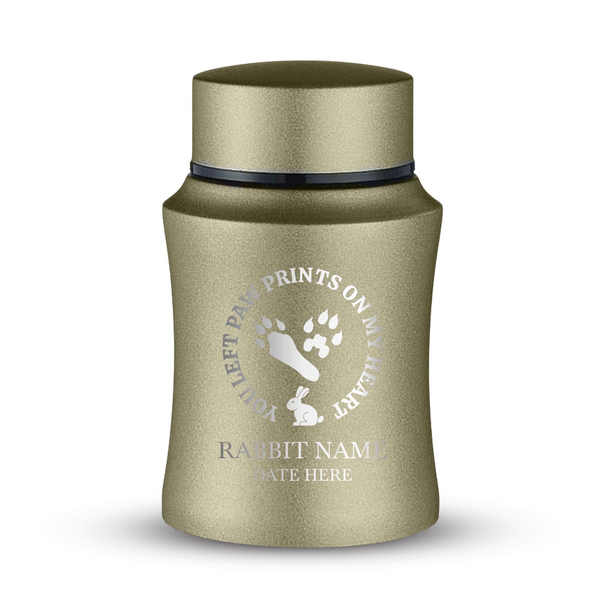 Custom Small Keepsake Cremation Urn for Rabbits - Laser Engraved - Fit up to 10lbs - Powder Coated Stainless Steel Urn
