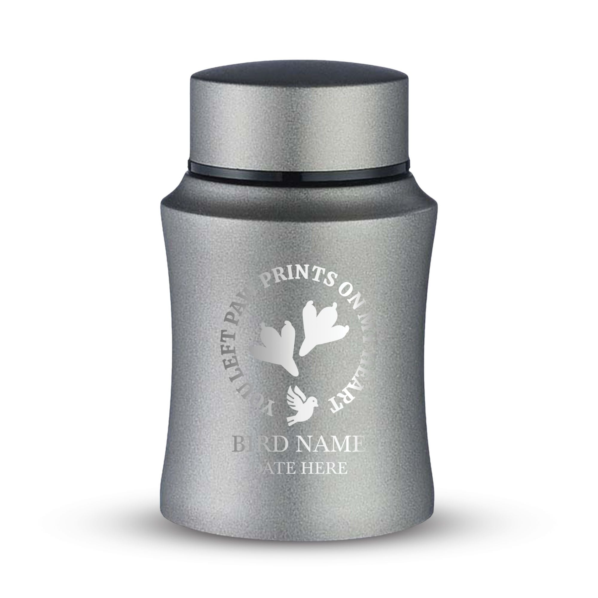 Custom Small Keepsake Cremation Urn for Brids - Laser Engraved - Fit up to 10lbs - Powder Coated Stainless Steel Urn