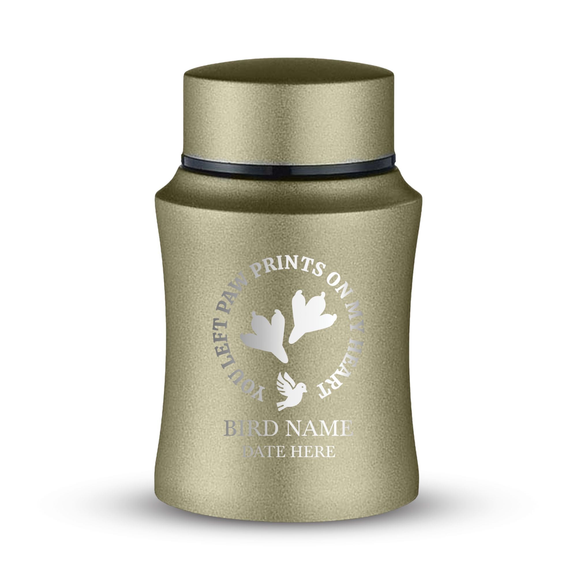Custom Small Keepsake Cremation Urn for Brids - Laser Engraved - Fit up to 10lbs - Powder Coated Stainless Steel Urn