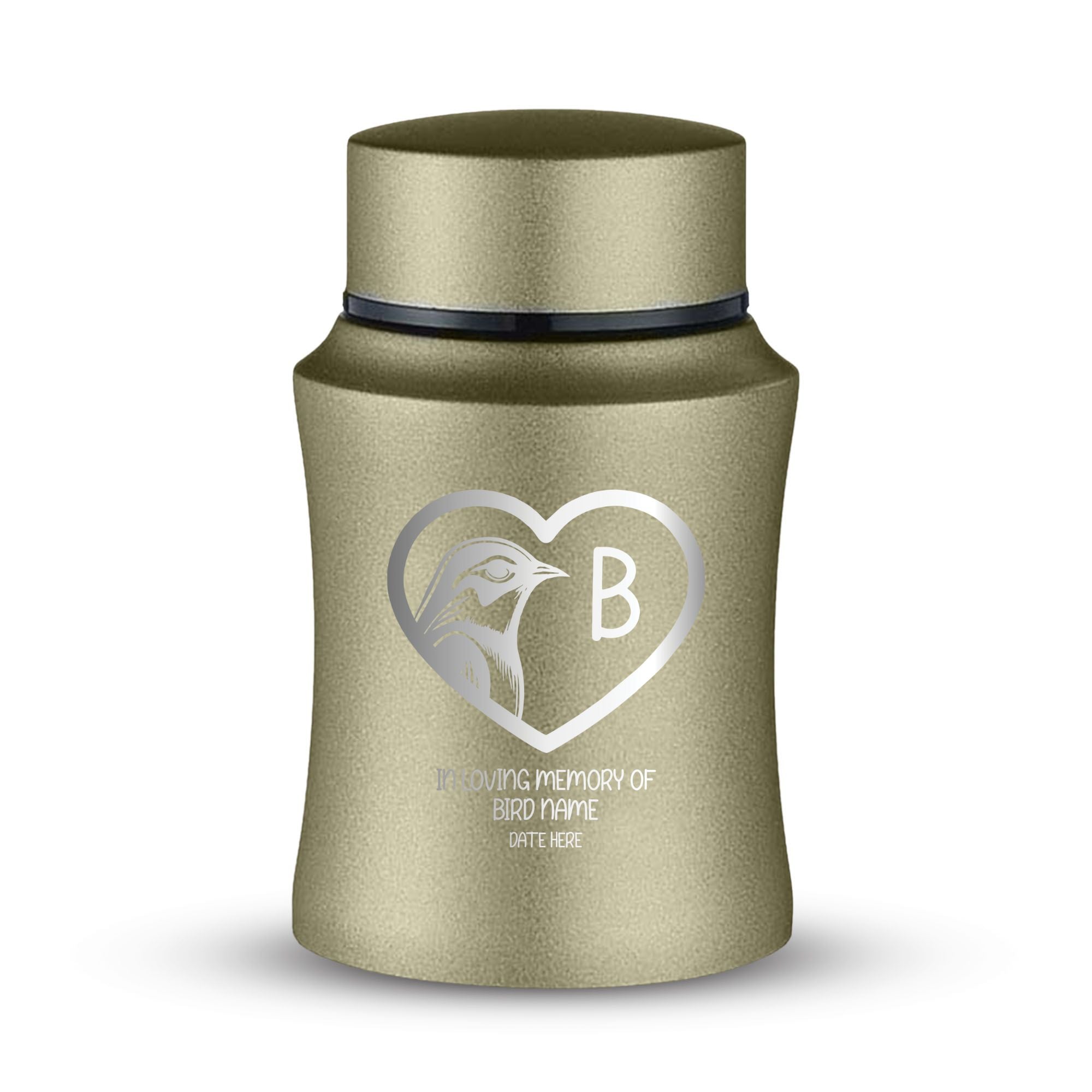Custom Small Keepsake Cremation Urn for Brids - Laser Engraved - Fit up to 10lbs - Powder Coated Stainless Steel Urn
