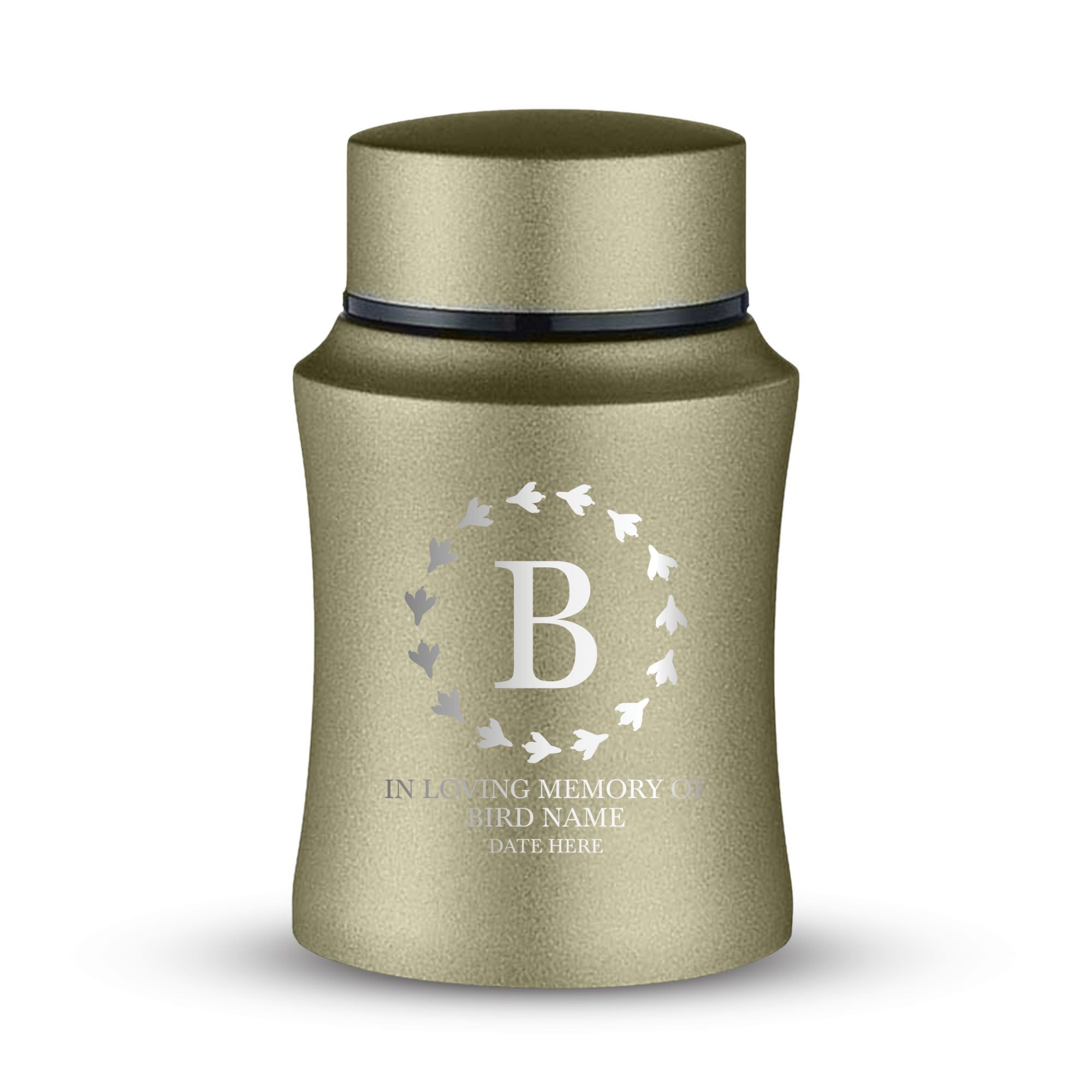 Custom Small Keepsake Cremation Urn for Brids - Laser Engraved - Fit up to 10lbs - Powder Coated Stainless Steel Urn