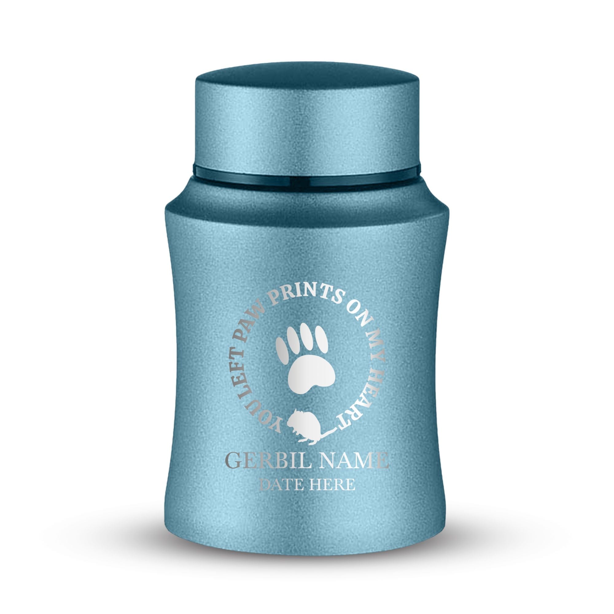 Custom Small Keepsake Cremation Urn for Gerbils - Laser Engraved - Fit up to 10lbs - Powder Coated Stainless Steel Urn
