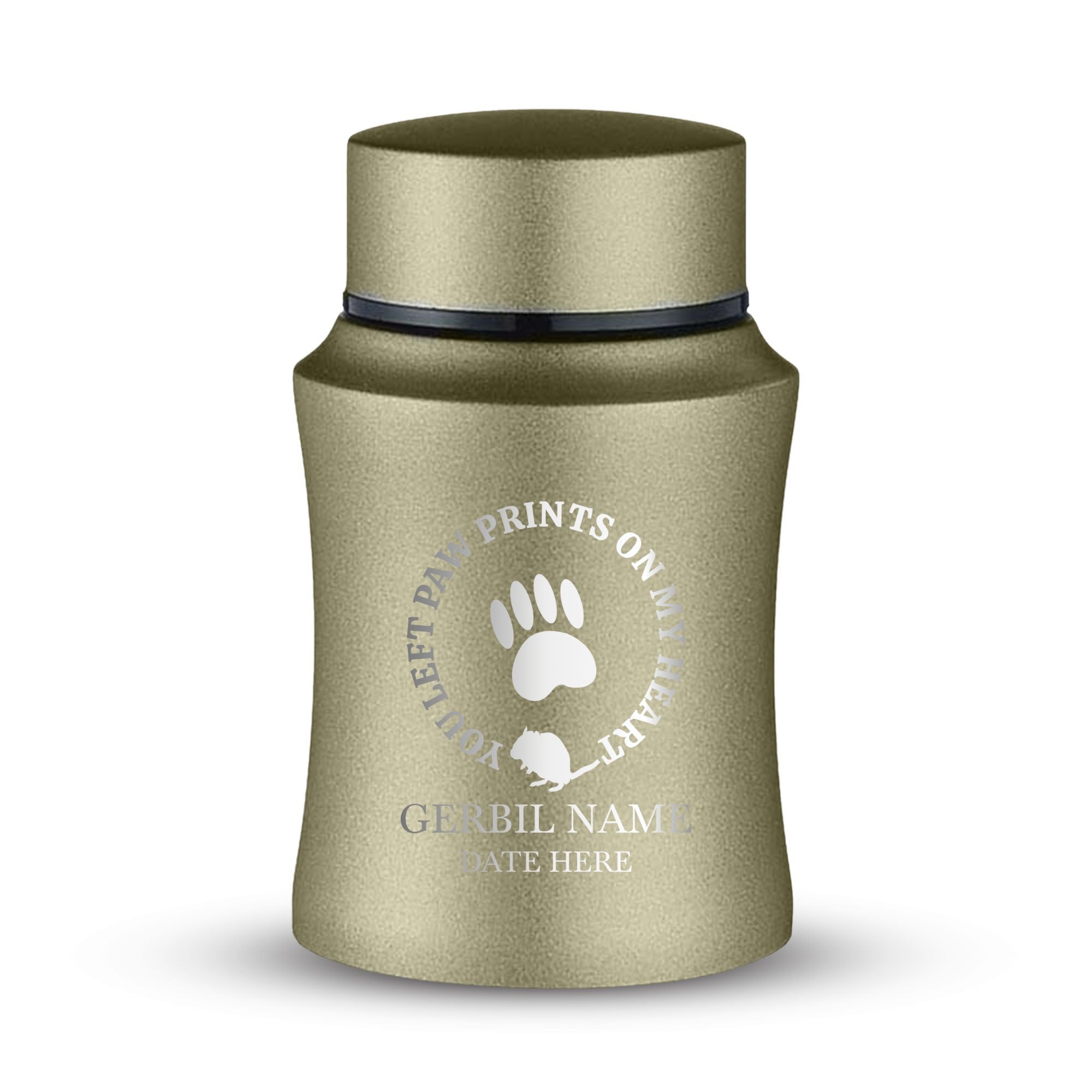 Custom Small Pet Urn for Gerbils - Laser Engraved - Fit up to 10lbs - Powder Coated Stainless Steel Urn