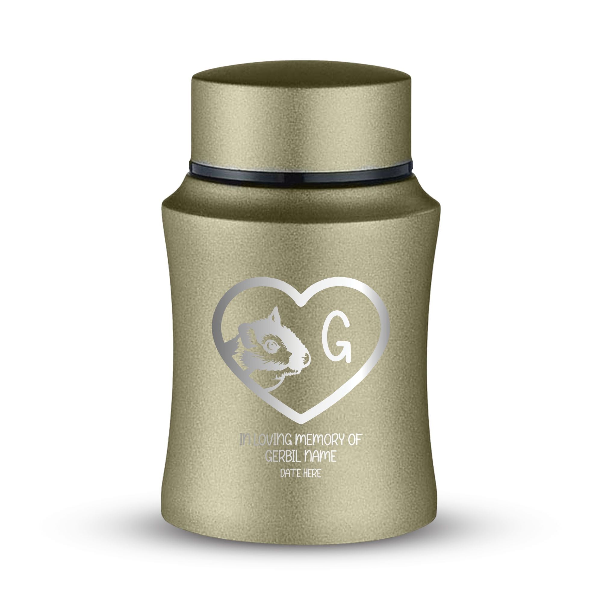 Custom Small Keepsake Cremation Urn for Gerbils - Laser Engraved - Fit up to 10lbs - Powder Coated Stainless Steel Urn